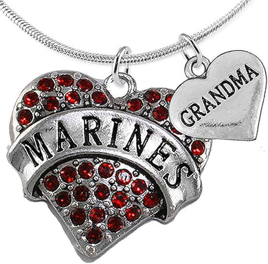 Marine Grandma Heart Necklace, Adjustable, Hypoallergenic, Will NOT Irritate Anyone with Sensitive Skin. Safe- Nickel, Lead and Cadmium Free
