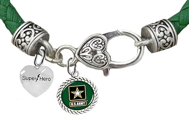 Army,Super Hero, Army Green Leather Bracelet, Hypoallergenic Safe, No Nickel, Lead, Or Poisonous Cadmium In Bracelet