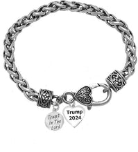 Trump, Trust In God, Trump 2024 Heart, Antique Wheat Chain Bracelet, What A Wonderful Gift For Yourself, Or A Friend, Or A Family Member, Or As A Donor Gift. Hypoallergenic, No Nickel,Lead, Or Cadmium
