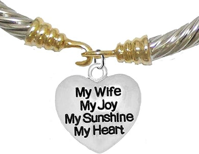 Message Bracelet, My Wife, My Joy, My Sunshine, My Heart, Breathtaking Gold/Silver Bracelet, Hypoallergenic, Safe-Nickel, Lead, Cadmium Free