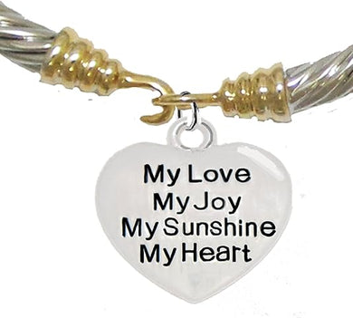 Message Bracelet, My Love, My Joy, My Sunshine, My Heart, Breathtaking Gold/Silver Bracelet, Hypoallergenic, Safe-Nickel, Lead, Cadmium Free