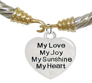 Message Bracelet, My Love, My Joy, My Sunshine, My Heart, Breathtaking Gold/Silver Bracelet, Hypoallergenic, Safe-Nickel, Lead, Cadmium Free