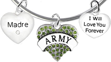 Army Madre, I Will Love You Forever, Hypoallergenic, Safe-Nickel Free, No Poisonous Lead Or Cadmium