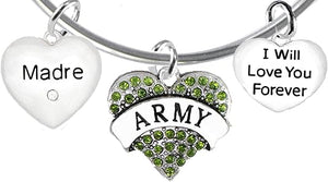 Army Madre, I Will Love You Forever, Hypoallergenic, Safe-Nickel Free, No Poisonous Lead Or Cadmium