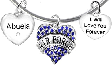 Air Force Abuela, I Will Love You Forever, Hypoallergenic, Safe-Nickel Free, No Poisonous Lead Or Cadmium