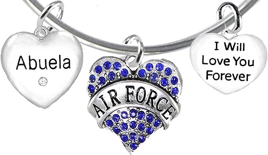 Air Force Abuela, I Will Love You Forever, Hypoallergenic, Safe-Nickel Free, No Poisonous Lead Or Cadmium