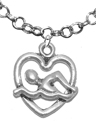 I Love Swimming, Add-A-Charm Adjustable Necklace, Hypoallergenic, Safe-Nickel Free, No Poisonous Lead Or Cadmium