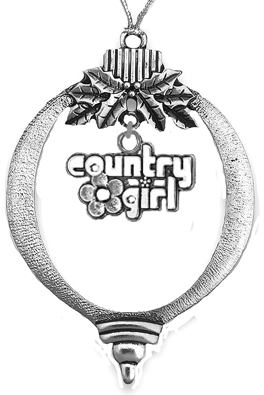 Country Girl On A Silvertone Christmas Ornament, What A Wonderful Gift For Yourself Or Someone Special,Comes In A Black Velvet Bag,Made In The USA By Veterans