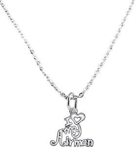 Air Force, I Love My Airman, Adjustable Necklace Hypoallergenic, Safe-Nickel, Lead, Cadmium Free