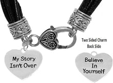 My Story Isn't Over, Believe in Yourself, On Genuine Multi String Black Leather Bracelet, Hypoallergenic Safe-Nickel, Lead And Cadmium Free