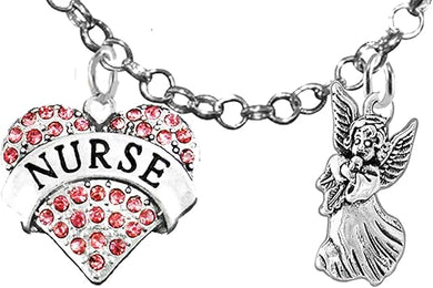 RN, Nurse, To Us You Are An Angel, Adjustable Charm Necklace, Hypoallergenic, Safe-Nickel, Lead, Free