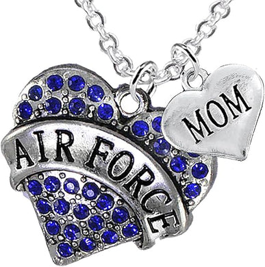 Air Force Mom Heart Necklace, Adjustable, Hypoallergenic, Will NOT Irritate Anyone with Sensitive Skin. Safe- Nickel, Lead and Cadmium Free
