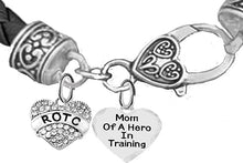 ROTC, Mom Of A Hero In Training,Genuine Black Leather Bracelet, Hypoallergenic Safe-Nickel, Lead And Cadmium Free
