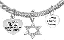 Jewish, My Wife, My Joy, My Sunshine, My Heart, I Will Love You Forever, And A Crystal Star Of David, With Crystal Ends, Hypoallergenic, Safe-Nickel, Lead, And Cadmium Free