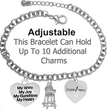 Wife, My Wife, My Joy, My Sunshine, My Heart, High Chair, Super Hero Charms On A Adjustable Bracelet, Hypoallergenic Safe- No Nickel. Lead, Or Poisonous Cadmium