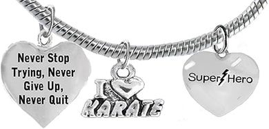 Martial Arts, Kickboxing Jewelry, Karate Jewelry, Super Hero, Never Give Up, Never Quit,