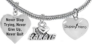 Martial Arts, Kickboxing Jewelry, Karate Jewelry, Super Hero, Never Give Up, Never Quit," Martial Arts Jewelry" Hypoallergenic, Safe-Nickel, Lead Free