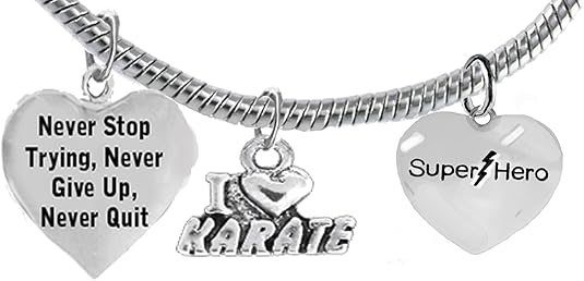 Martial Arts, Kickboxing Jewelry, Karate Jewelry, Super Hero, Never Give Up, Never Quit,