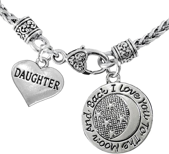 Daughter and I Love You to The Moon and Back Necklace Hypoallergenic-Safe-Nickel, Lead & Cadmium Free