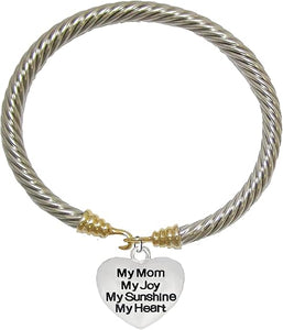 Message Bracelet, My Mom, My Joy, My Sunshine, My Heart, Breathtaking Gold/Silver Bracelet, Hypoallergenic, Safe-Nickel, Lead, Cadmium Free