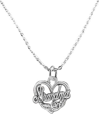Grandma, STERLING SILVER Solid .925 Sterling, Not Plated Or Coated.18 Inch Necklace. Charm Nickel, Lead, Cadmium Free