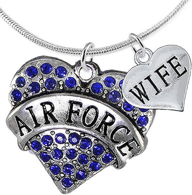 Air Force Wife Heart Necklace, Adjustable, Hypoallergenic, Will NOT Irritate Anyone with Sensitive Skin. Safe- Nickel, Lead and Cadmium Free