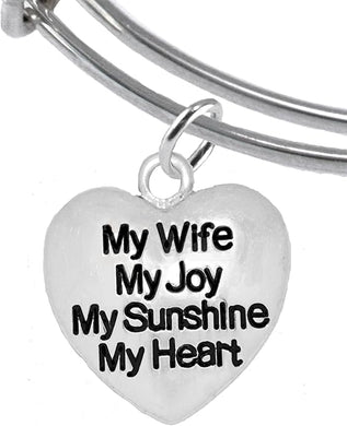 Message Jewelry, My Wife, My Joy, My Sunshine, My Heart, Adjustable Bracelet, Hypoallergenic, Safe-Nickel, Lead, Free