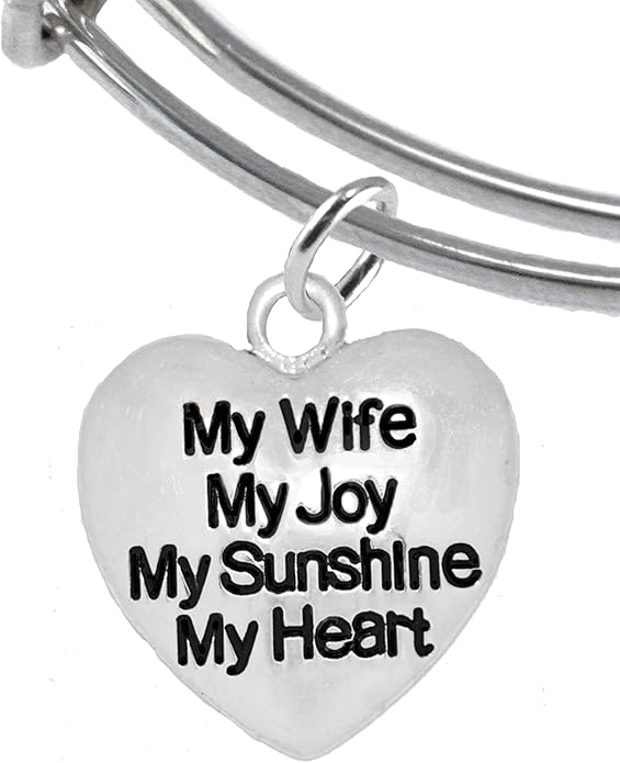 Message Jewelry, My Wife, My Joy, My Sunshine, My Heart, Adjustable Bracelet, Hypoallergenic, Safe-Nickel, Lead, Free