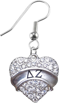 Delta Zeta Crystal Heart Earring - Licensed Sorority Jewelry Manufacturer