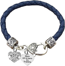 ROTC, Mom Of A Hero In Training,Genuine Navy Blue Leather Bracelet, Hypoallergenic Safe-Nickel, Lead And Cadmium Free