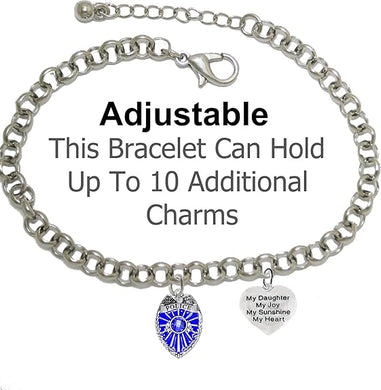 Policeman's, My Daughter, My Joy, My Sunshine, My Heart, Adjustable Bracelet, Hypoallergenic, Safe-Nickel Free, No Poisonous Lead Or Cadmium.