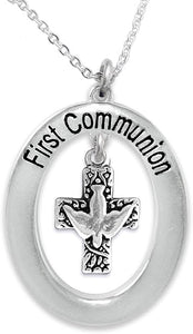 First Communion Adjustable Necklace, What A Wonderful Gift. Hypoallergenic Safe-Nickel, Lead & Cadmium Free,12 Inches-15 Inches, Gift Ready, Comes In A Black Velvet Bag. Made In The USA