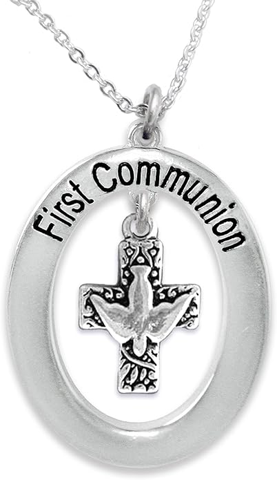 First Communion Adjustable Necklace, What A Wonderful Gift. Hypoallergenic Safe-Nickel, Lead & Cadmium Free,12 Inches-15 Inches, Gift Ready, Comes In A Black Velvet Bag. Made In The USA