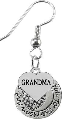 I Love You To The Moon And Back, Grandma Earring Hypoallergenic, Safe-Nickel, Lead &Cadmium Free