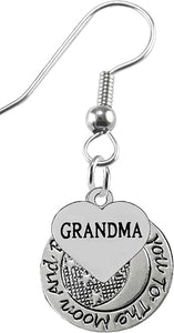 I Love You To The Moon And Back, Grandma Earring Hypoallergenic, Safe-Nickel, Lead &Cadmium Free