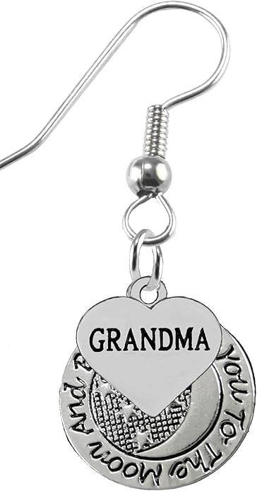 I Love You To The Moon And Back, Grandma Earring Hypoallergenic, Safe-Nickel, Lead &Cadmium Free