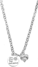 You are My Sunshine, Grandma, Sterling Silver Solid .925 Sterling, Not Plated Or Coated.Cable Chain Necklace, Charm-Nickel, Lead, Cadmium Free