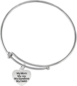 Message Jewelry, My Mom, My Joy, My Sunshine, My Heart, Adjustable Bracelet, Hypoallergenic, Safe-Nickel, Lead, Free