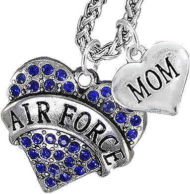 Air Force Mom Heart Necklace, Hypoallergenic, Will NOT Irritate Anyone with Sensitive Skin. Safe- Nickel, Lead and Cadmium Free