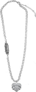 Jewish Bubbe Mezuzah Rolo Chain Necklace Hypoallergenic, Crystal Heart And Star Of David, Safe-Nickel, Lead, And Cadmium Free