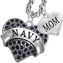 Navy Mom Blue Crystal Necklace Heart Necklace, Hypoallergenic, Will NOT Irritate Anyone with Sensitive Skin. Safe- Nickel, Lead and Cadmium Free