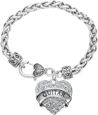 Guitar Crystal Heart Hypoallergenic Safe Bracelet. Nickel, Lead & Cadmium Free