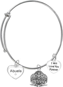Abuela, I Will Love You Forever, Navy Hypoallergenic, Safe-Nickel Free, No Poisonous Lead Or Cadmium