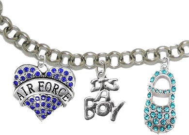 Air Force's Mom to Be, It's A Boy, Bracelet, Hypoallergenic, Safe-Nickel, Lead, Cadmium Free