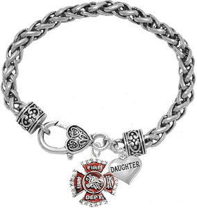 Firefighter Daughter Bracelet, Hypoallergenic, Safe-Nickel, Lead, Cadmium Free