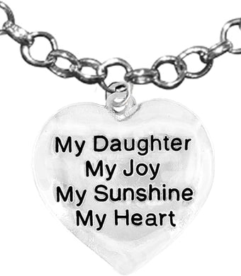 Message Jewelry, My Daughter, My Joy, My Sunshine, My Heart, Adjustable Necklace, Hypoallergenic, Safe-Nickel, Lead, Free