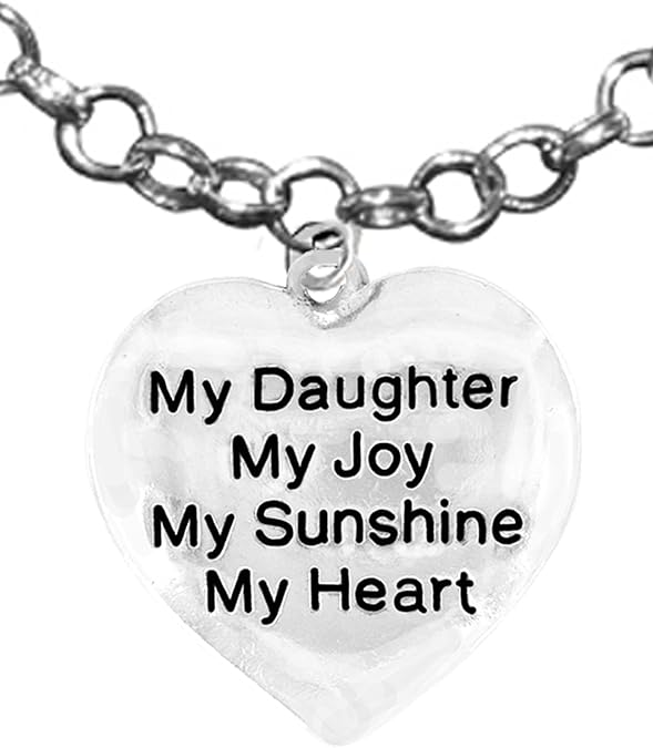 Message Jewelry, My Daughter, My Joy, My Sunshine, My Heart, Adjustable Necklace, Hypoallergenic, Safe-Nickel, Lead, Free