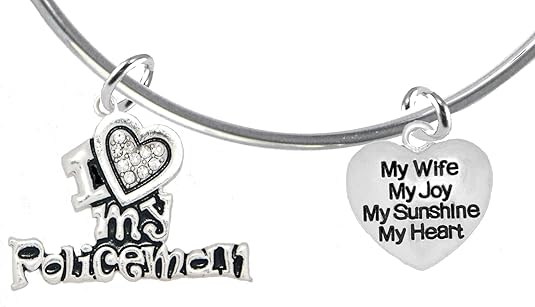Policeman's, I Love My Policeman, My Wife, My Joy, My Sunshine, Adjustable Miracle Wire Bracelet, Hypoallergenic, Safe-Nickel, Lead, And Poisonous Camium Free