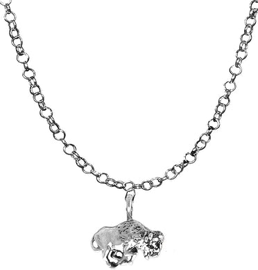 Bison, Buffalo Necklace, Adjustable 14-21 Inch Rolo Chain Necklace, Nickel, Lead, And Cadmium Free-Hypoallergenic