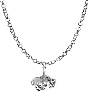 Bison, Buffalo Necklace, Adjustable 14-21 Inch Rolo Chain Necklace, Nickel, Lead, And Cadmium Free-Hypoallergenic